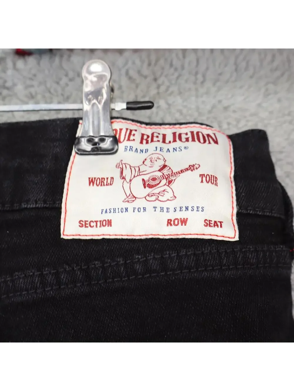 True Religion Jeans Ricky Relaxed Straight 36x32 Red Stiches